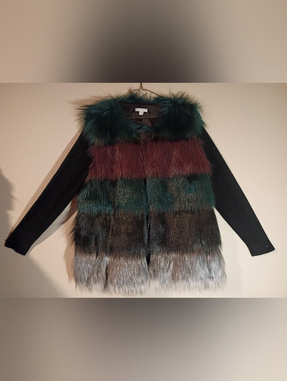 New York & Company Multi-color Faux Fur Coat.